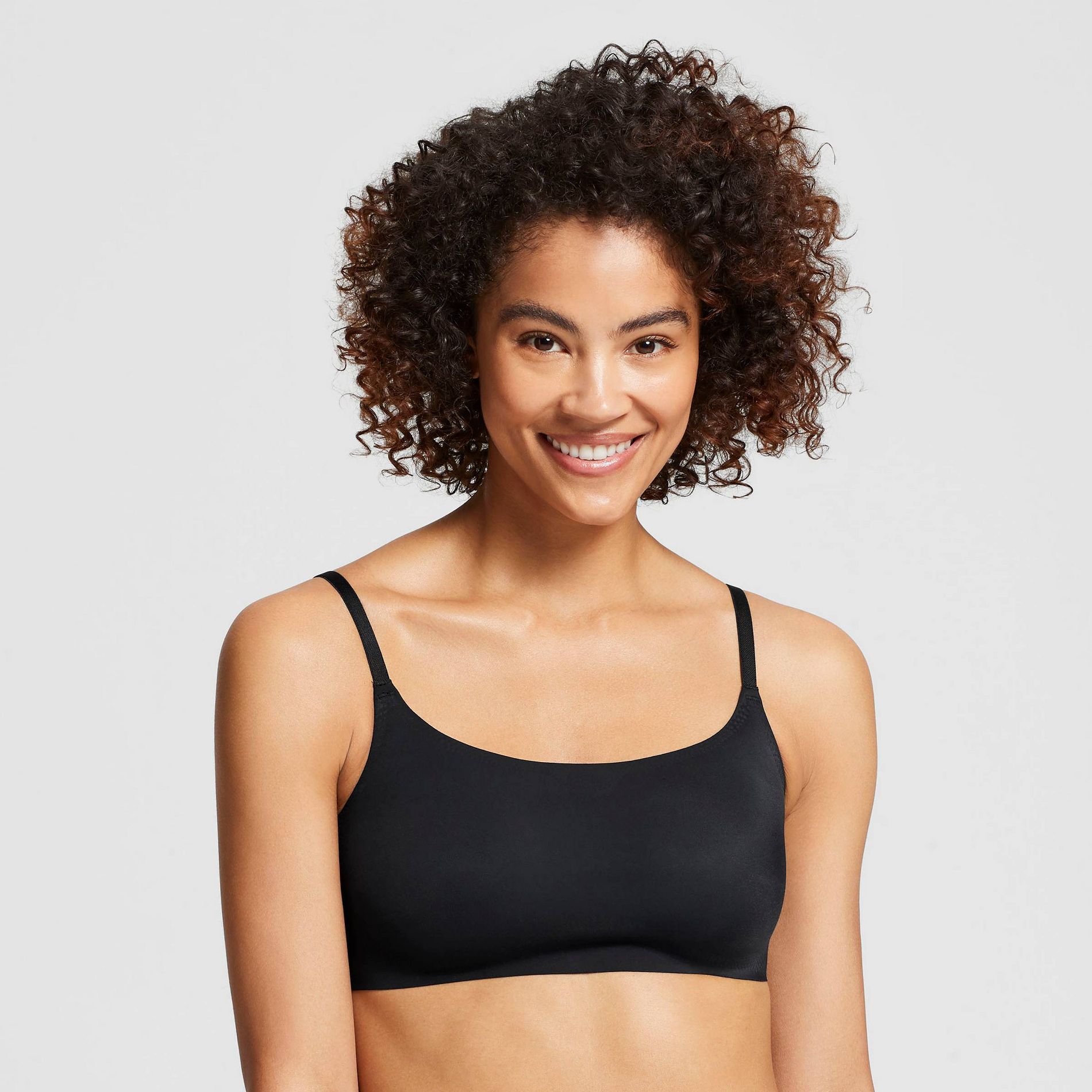 True & Co. True Everybody Women's Adjustable Strap Scoopneck Bra - Black L: Wireless, Light Support, Removable Padding