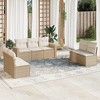 vidaXL 7 Piece Patio Sofa Set with Cushions Beige Poly Rattan - Beige and Cream Without Table - 2 of 4