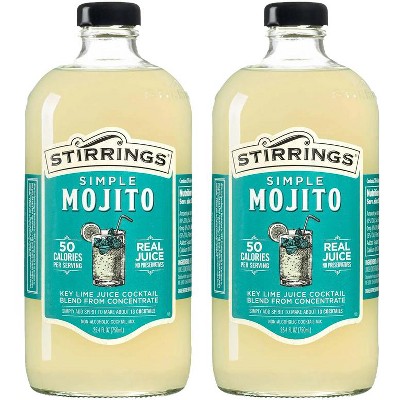 Stirrings Simple Mojito Cocktail Mix 750ml Bottles - Real Juice No Preservatives - 50 Calories - Drink Mixer