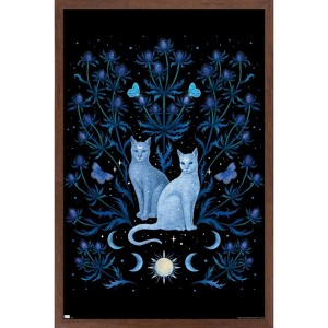 Trends International Episodic Drawing - Blue Thistle And Cat Framed Wall Poster Prints - 1 of 4