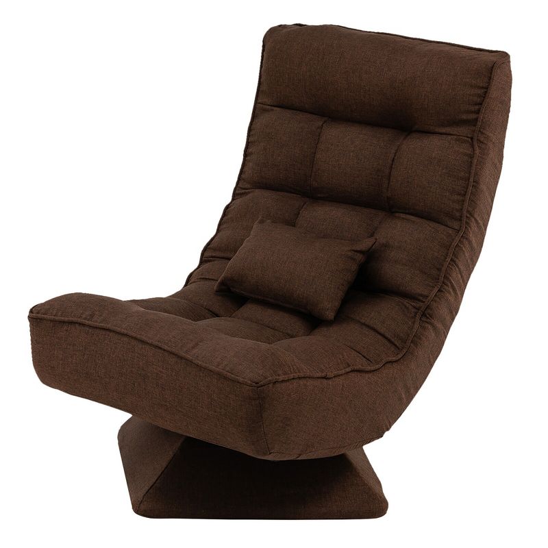 Costway 360° Swivel Floor Chair 5-Level Adjustable Lazy Chair w/ Massage Pillow Grey\Black\Brown, 1 of 11