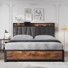 32434 Bed Frame with Storage Linen Upholstered Headboard, 4 Drawers Platform Bed Frame with Charging Station, No Box Spring Needed,  Vintage Brown - 4 of 4