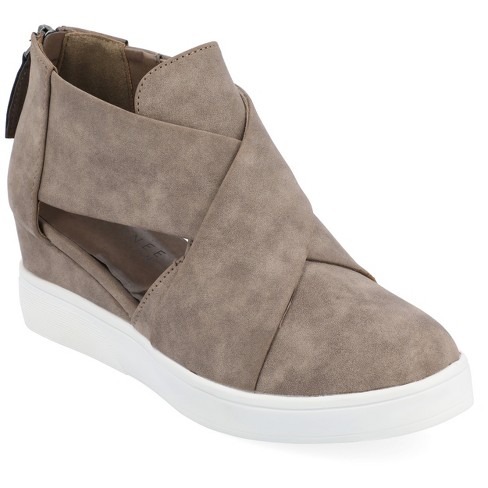 Journee collection clara store wedge sneaker taupe