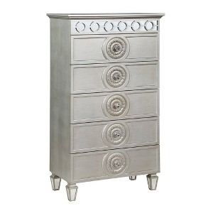 31" Varian Decorative Storage Drawer Silver and Mirrored Finish - Acme Furniture - 1 of 4