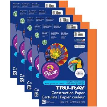 Pacon Tru-Ray 9" x 12" Construction Paper Orange 50 Sheets/Pack 5 Packs (PAC103002-5)
