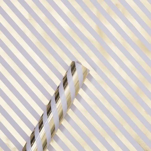 Gold Foil Diagonal Striped Gift Wrapping Paper - Spritz™ - image 1 of 4