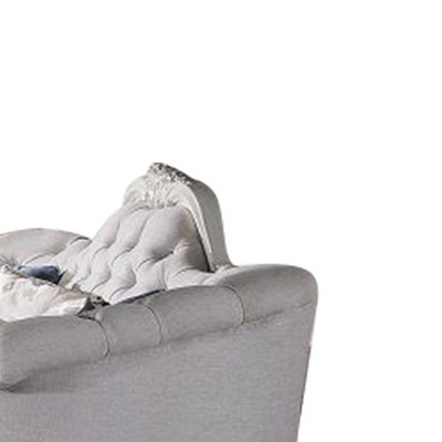 Bone White Tufted Leather Loveseat with Nailhead Trim