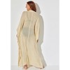 Swimsuits for All Women's Long V-Neck Shimmer Caftan Tunic Cover Up (Plus Sizes Available) - 3 of 4