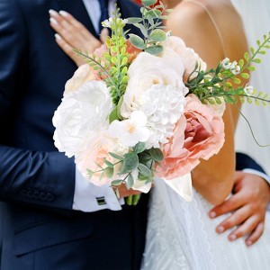 Unique Bargains Wedding Artificial Multicolor Bridal Artificial Flower Bouquet 8.3 Inch 1 Pc - 1 of 4