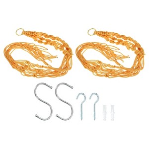 Unique Bargains Indoor Outdoor Decoration Handmade Macrame Hanging Planter Flower Pot Hanger 2 Pcs - 1 of 4