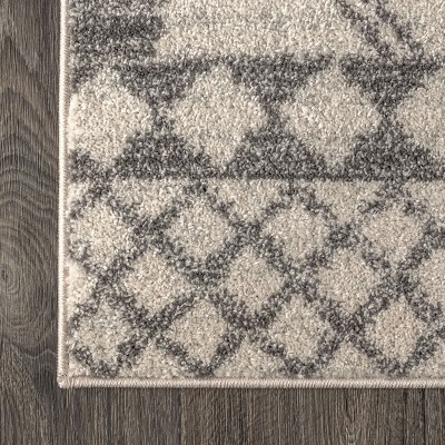 Modern Geometric Gray Synthetic Round Area Rug 92.91 in