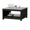 Farmhouse Square Coffee Table with Open Storage Compartment Wood Cocktail Table For Living Room Organizer Black - 2 of 4