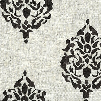 Black and Off-White Medallion Print Blackout Grommet Curtains