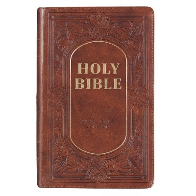 Kjv Bible Giant Print Brown - Large Print (leather Bound) : Target