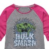 Girls' - Marvel - Hulk Smash Shirt Tail Raglan Graphic T-shirt - 2 of 4