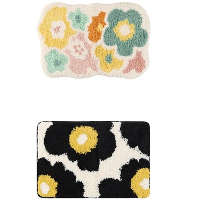 REGALWOVEN Soft Plush Reversible Non-Slip Extra Thick Microfiber Quick Dry Bath Mats 2 Pcs