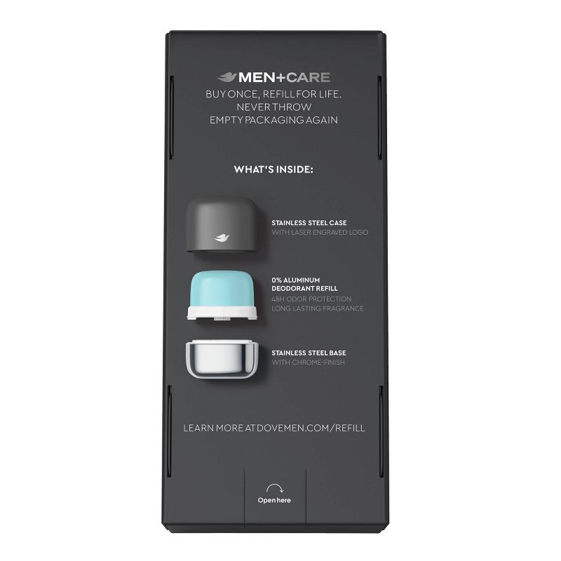 Dove Men+Care 0% Aluminum Clean Touch Refillable Deodorant Stainless Steel Case + 1 Refill - 1.13oz, 2 of 7