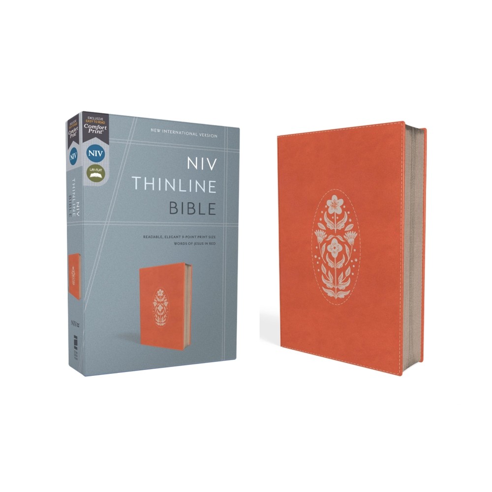 Niv, Thinline Bible, Leathersoft, Coral, Zippered, Red Letter, Comfort Print - by Zondervan (Leather Bound)