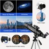 Telescope for Adults,80mm Aperture 600mm Focal Length Beginners Astronomical Telescope for Adults (30X-750X),Refractor Astronomy telescopes,Black - 4 of 4