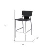 HomeRoots Set of Two 25" Gray and Silver Faux Leather and Metal Low Back Counter Height Bar Chairs - 3 of 4