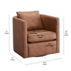 TiramisuBest Saddle Faux Leather Swivel Barrel Chair,Brown - 4 of 4