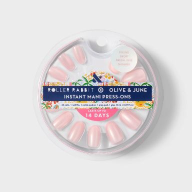 Roller Rabbit x Target - Olive & June Press-On Fake Nails - S Round - Dream Pink Shimmer - 42ct