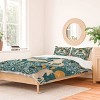 Deny Designs Queen Avenie Unicorn Damask Duvet Cover and Pillow Shams Turquoise Gold: Abstract Non-Woven Comforter Set - 3 of 4