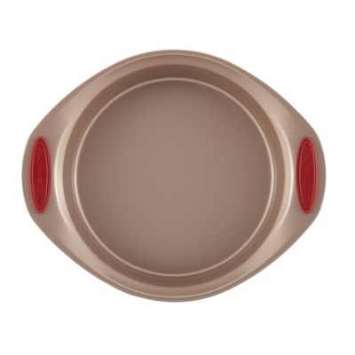 Latte Brown Nonstick 10-Piece Bakeware Set with Red Handles