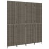 vidaXL Gray Room Divider – 4 Panel Poly Rattan Privacy Screen for Indoor/Outdoor Use – 77.2” x 78.7” Sturdy Steel Frame – Foldable Partition - 4 of 4