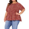 Agnes Orinda Women's Plus Size Short Sleeve Crew Neck Floral Casual Babydoll Blouses - image 2 of 4