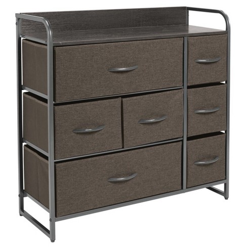 Mdesign Wide Dresser Storage Chest 7 Fabric Drawers Charcoal