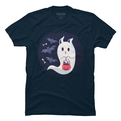 Men's Design By Humans halloween ghost cat By ArtStyleAlice T-Shirt