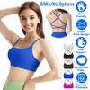 NPolar "Women’s Cross-Back Sports Bra, Padded Strappy Crop Top with Removable Pads for Gym & Yoga" Blue - 4 of 4