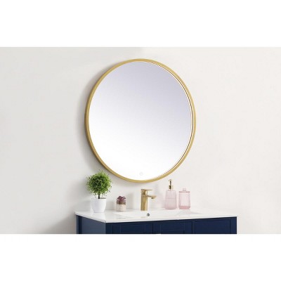 Elegant Brass Round LED Mirror with Aluminum Frame