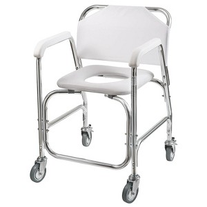 DMI Rolling Shower Chair & Commode, FSA Eligible, 250 lb Capacity, White - 1 of 3