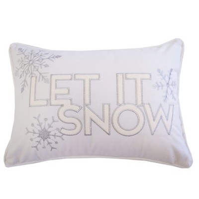 TopComfy Support Pillow Nneka Let It Snow Ivory Velvet Lumbar Pillow for Holiday Decor, White, 17"*17"*10"