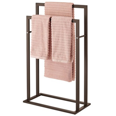 Mdesign Metal Tall 2 tier Free standing Bathroom Towel Rack Target