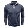 Men's Business Casual Long Sleeve Polo Shirt, Classic Lapel Collar T-Shirt Top - 2 of 4