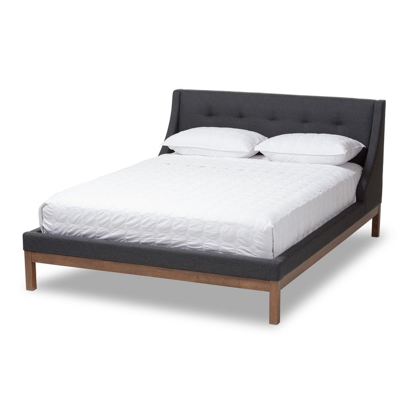 Louvain Modern and Contemporary Fabric Upholstered Walnut - Finished Platform Bed Dark Gray - Baxton Studio, 1 of 9