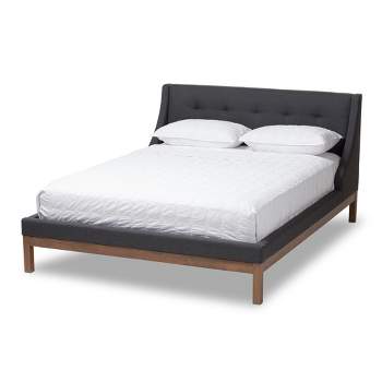 Queen Louvain Modern and Contemporary Fabric Upholstered Platform Bed Dark Gray - Baxton Studio