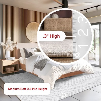 Gray Rectangular Herringbone Synthetic Area Rug 6' 7" x 9'