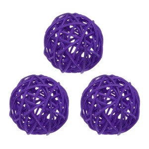 Unique Bargains Wicker Rattan Decorative DIY Crafts Balls for DIY Crafts 3.1 Inch 3 Pcs - 1 of 4