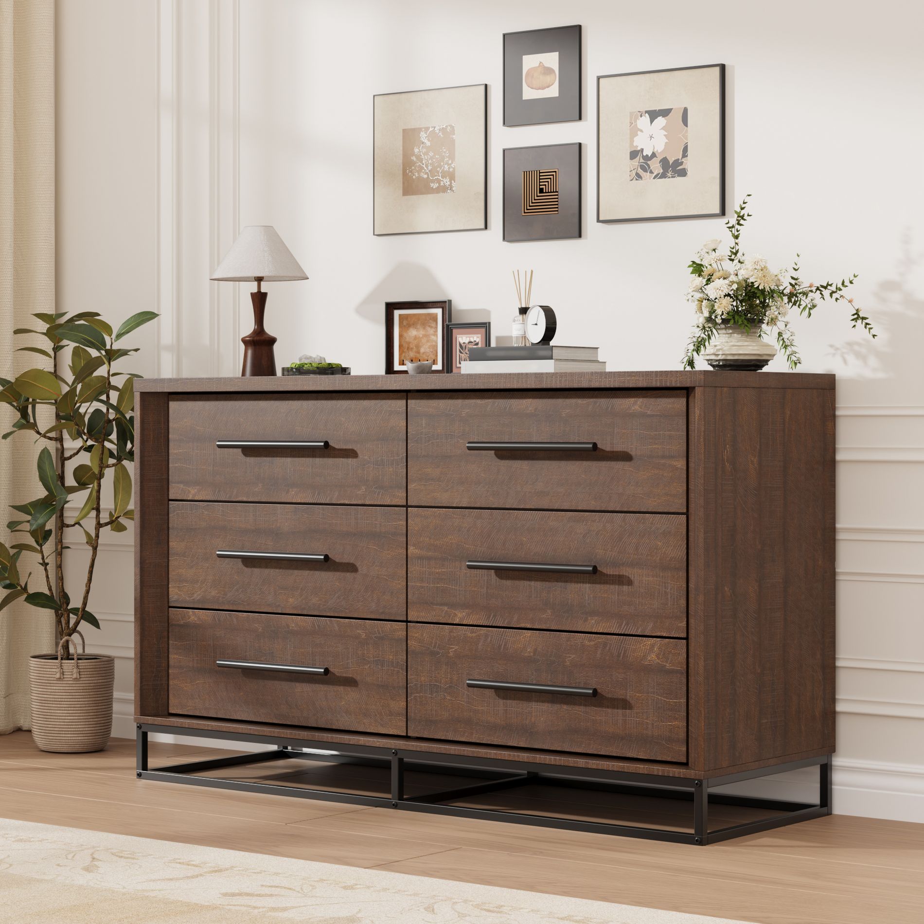 Garvee Dresser for Bedroom, Freestanding Horizontal Drawer with Storage, Wooden Closet Chest Storage for Living Room, Hallway, Entryway