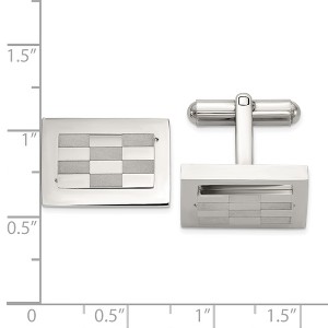 Chisel Stainless Steel Polished and Laser-cut Checkered Cuff Links - 1 of 2