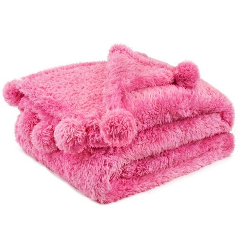 Pink shaggy throw blanket hotsell