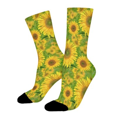 Nature Sunflower Women Printed Crew Socks Funny Funky Socks Soft Polyester Novelty Gifts for Artists Men