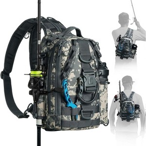 Fishing Backpack with Rod Holder, Lightweight Sling Bag Storge Gear and Equipment - 1 of 4