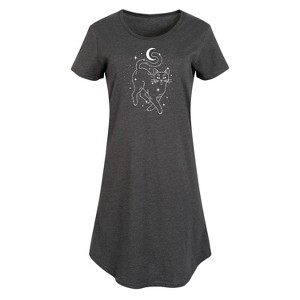 Women's - Instant Message - Star Cat Graphic T-shirt Dress - 1 of 4
