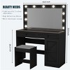 KTMBDW 43.4" Makeup Vanity Table with Stool, Makeup Table with Mirror&11 LED Light, Brightness Adjustable, Dressing Table Desk with 3 Drawers - 4 of 4