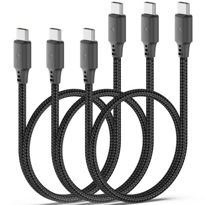 BONGEEK Short USB C to USB C Cable 1.5ft 3Pack, USB C Cable Short Support 35W to 60W Fast for iPhone 17 16 15 Air Pro Max Series